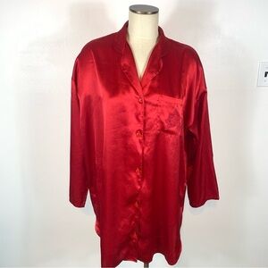 Victoria's Secret Satin Red Sleep Shirt Top Size Large